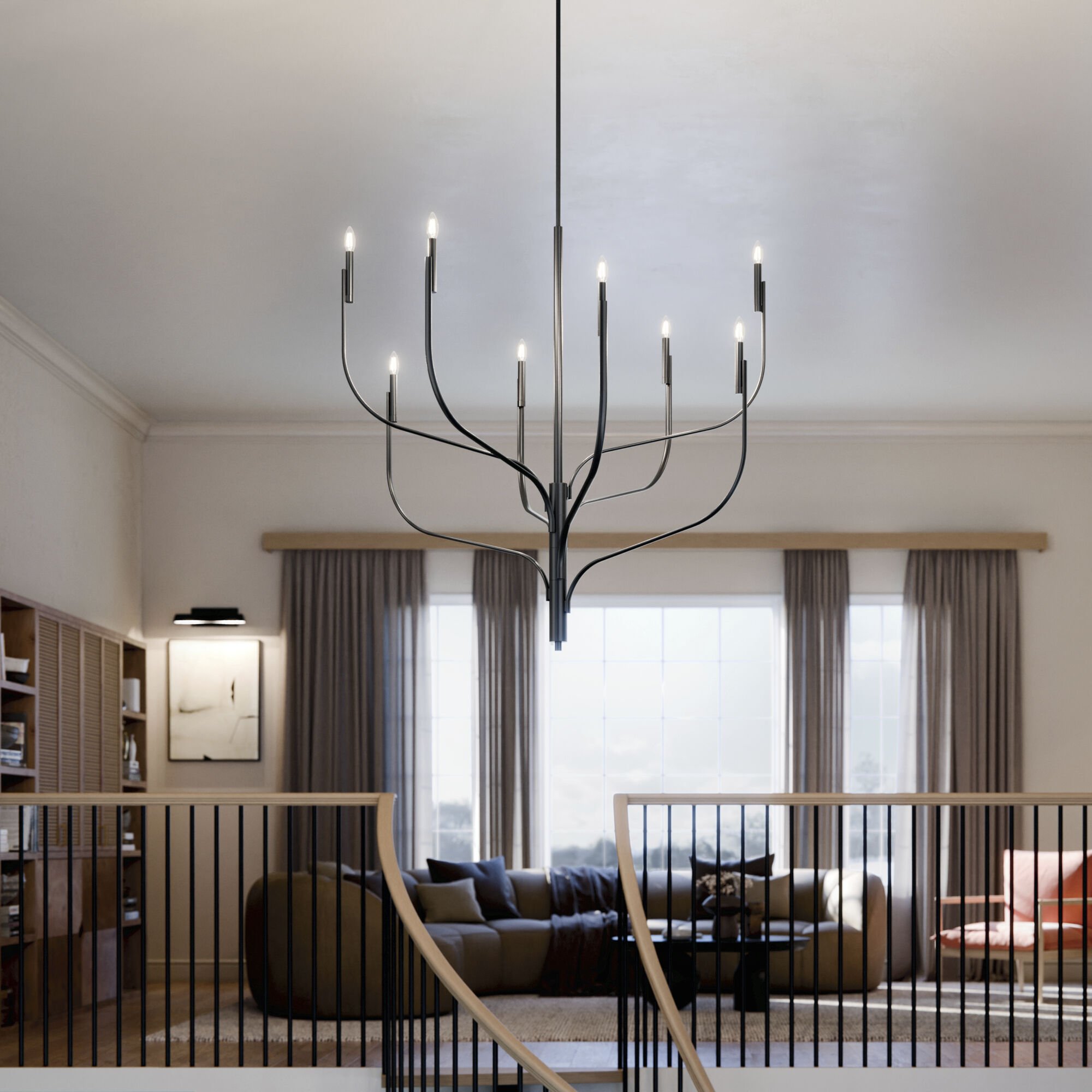 Livadia 8 Light Black Chandelier Ceiling Light, 1 Tier Large